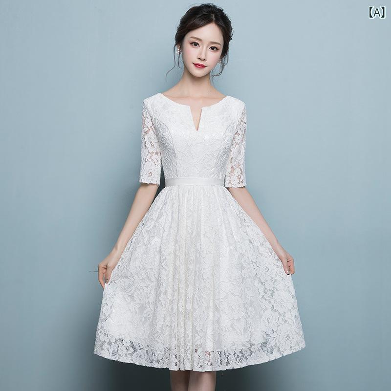 ワンピース レディース 秋冬 中長丈 結婚式 宴会 パーティー 礼服 学生服 かわいい スタイルアップ ポリエステル 白色 XS S M L XL XXL