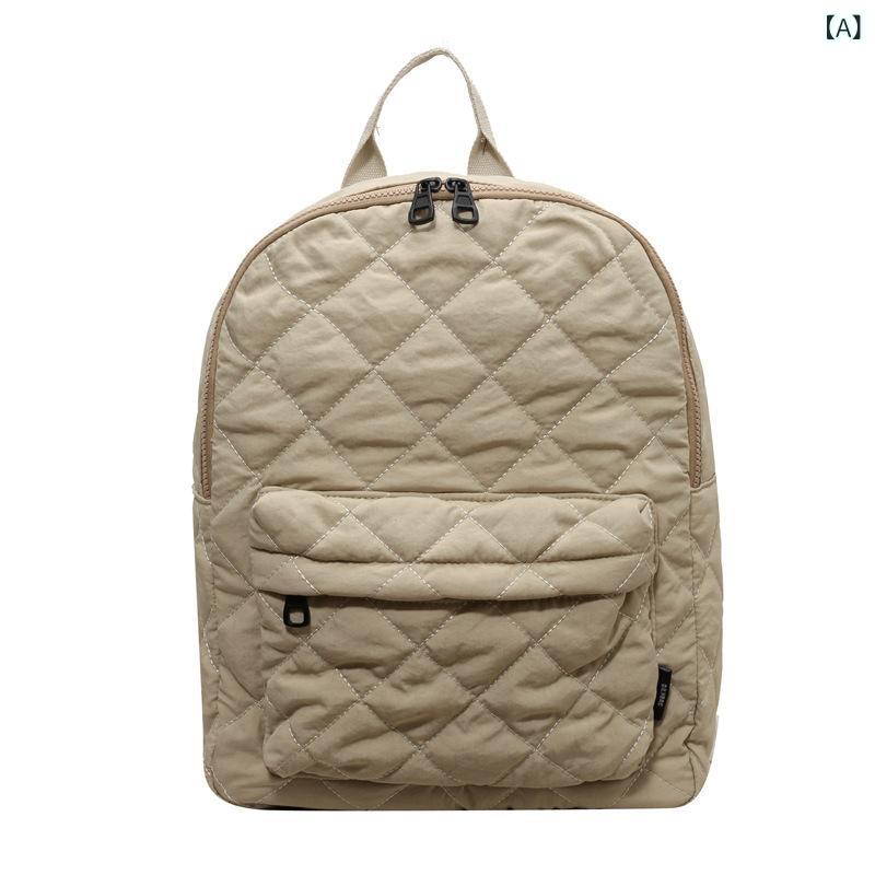 ・カラー展開: 白、黒、緑、橙・対象性別: 女性・主な素材: 防水布・裏地素材: ポリエステル・スタイル: シンプル・柄: 無地、格紋・機能: 通気性、超軽量、耐摩耗、防盗、収納可能・背負いシステム: 弧形肩帯・使用シーン: 学校