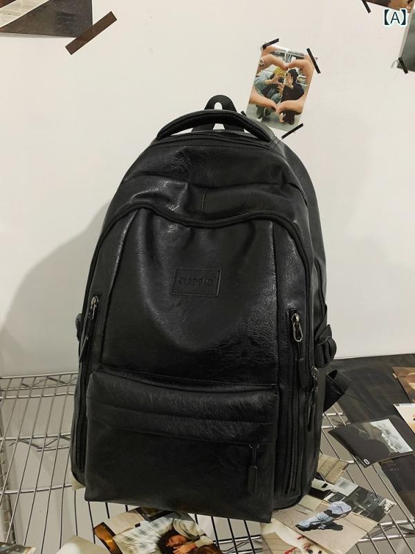 ・カラー展開: ブラック、ダークブラウン・対象: 男女共用・素材: PU・機能: 防水、耐摩耗、防盗、収納・スタイル: モダンクール・裏地: ポリエステル・柄: 無地・要素: プリーツ・用途: 学校・背負いシステム: 曲線肩紐・対象学年: 大学
