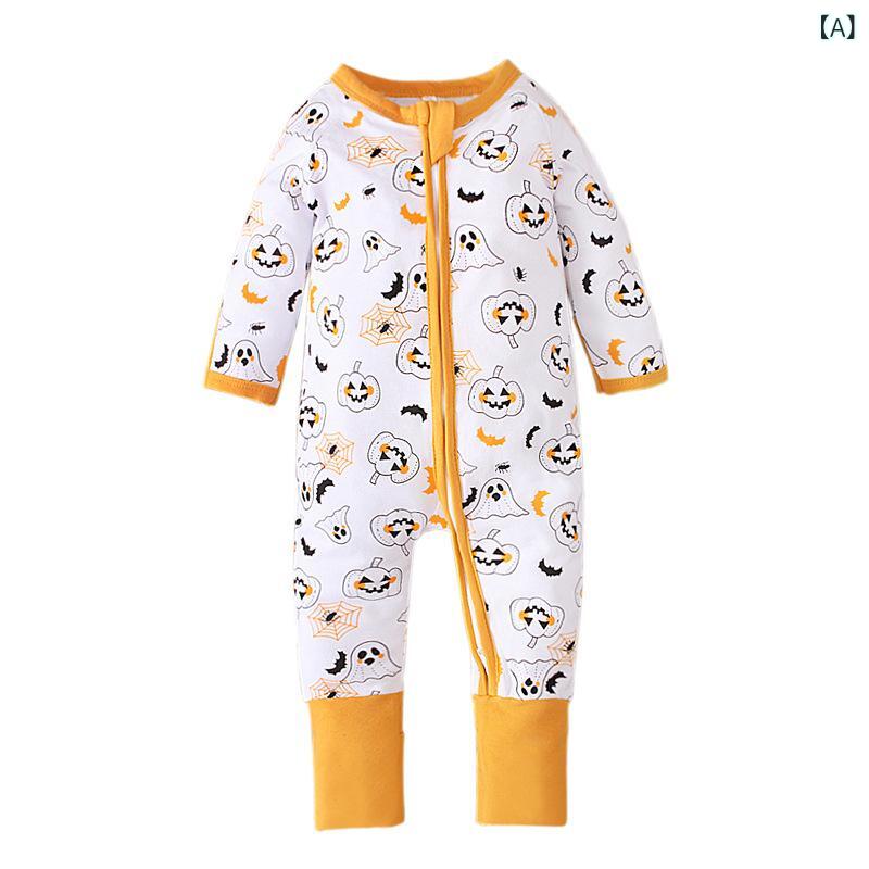 Rakuten - ベビー ロンパース 男女兼用 長袖 ラウンドネック 綿 接触冷感 伸縮性 春秋 春秋 赤ちゃん服 幼児服 爬行服 ジップアップ かわいい プリント 柄 普段使い 通園 カジュアル 軽量 柔らか素材