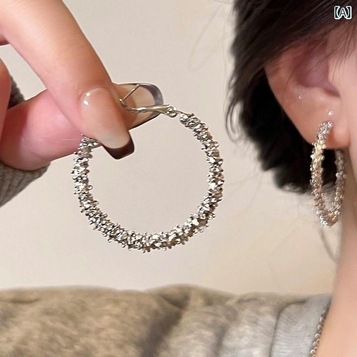 耳飾り レディース ピアス フープピアス 大ぶり 金属アレルギー対応 幾何学 ラウンド シルバー 丸型 大きめ おしゃれ シンプル カジュアル オフィス