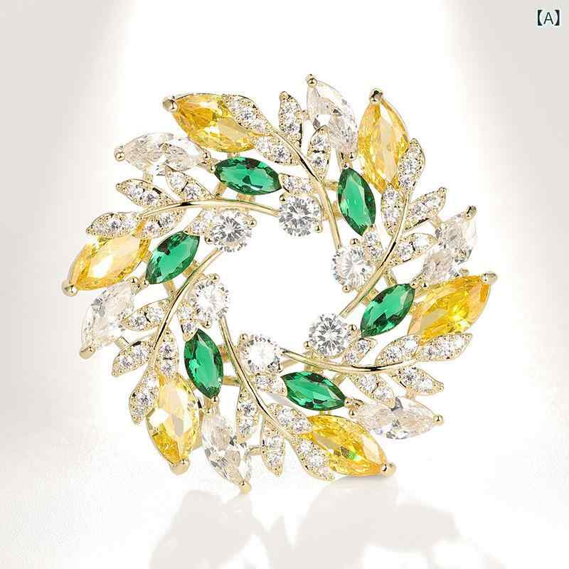 樂天商城 - ブローチ 女性用 花卉 花冠 デザイン 彩色 ジルコニア 電気メッキ加工 金黄 コサージュ コサージュピン 花モチーフ 大気 エレガント 大型 コート セット 装飾 ピン ファッション 通勤 秋冬 植物 花 スタイル かわいい 華やか 華奢 華美 軽量