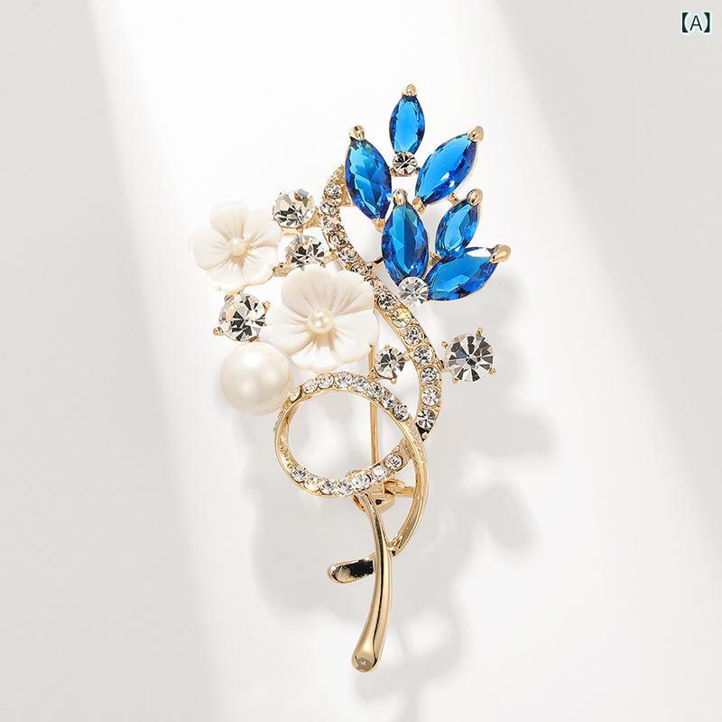 ブローチ メンズ レディース ユニセックス ベ shells パール 菊花 デザイン 装飾 ファッション 胸花 ファッション 通勤 OL スタイル 電気メッキ加工 合金 春 雪花 モチーフ かわいい 形状 パターン アクセサリー