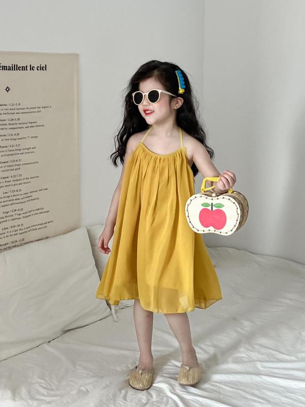 ・カテゴリ: ワンピース・スタイル: 韓国・主な素材: 綿90%・対象: 女の子・年齢: 3-8歳・スカートスタイル: プリンセス・カラー展開: イエロー・サイズ展開: 90、100、110、120、130、140