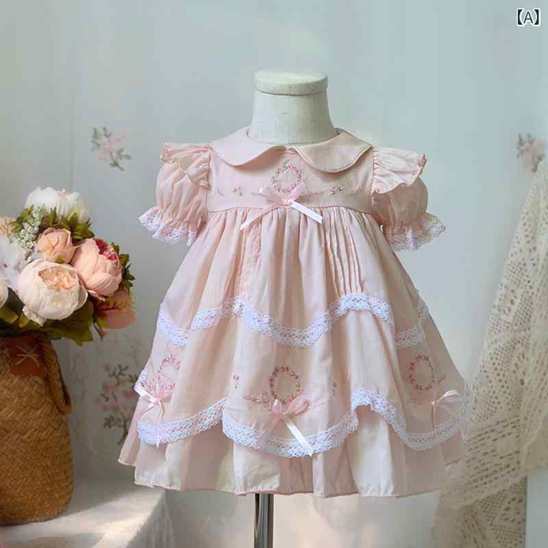 樂天商城 - 女の子 ワンピース 春夏 レディースキッズ プリンセス チュール スカート Aライン コットン ピンク かわいい 花柄 格子柄 柔らか素材 通気性 普段使い 3〜8歳