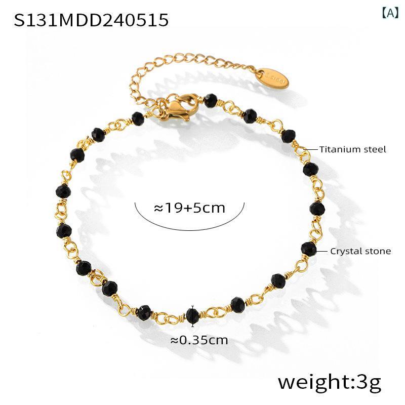 Anklets - アンクレット 女性用 天然石 ビーズ カラフル 幾何学 シンプル かわいい 気質 個性 チタン 電気メッキ加工 18Kゴールド 保色 足首チェーン 金色 夏