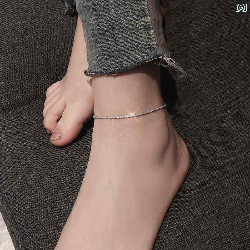 脚飾 女性用 足链 シンプル 幾何型 銅製 波光粼粼 軽量 ファッション アクセサリー 夏 普段使い キラキラ かわいい 華奢 軽奢 個性派 デザイン