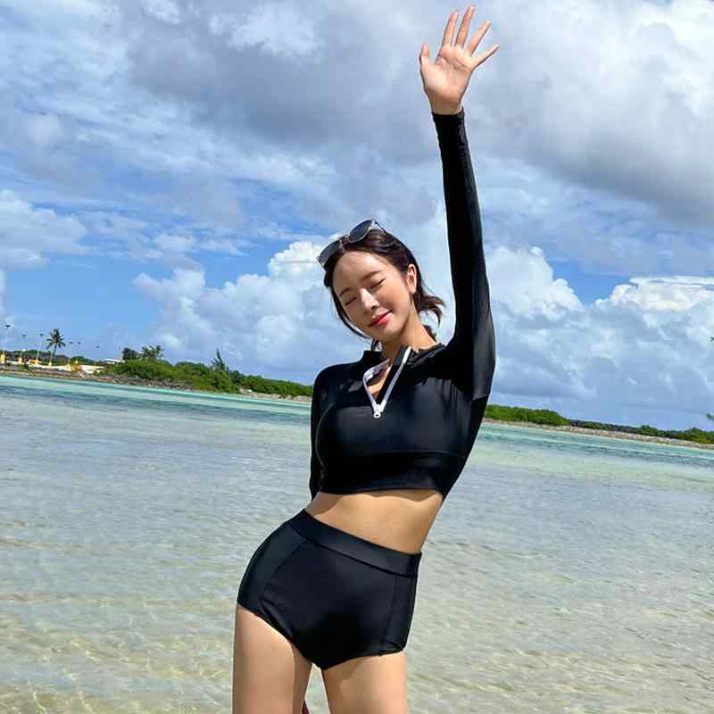 水着 レディース セパレート 長袖 ハイウエスト 体型カバー 着やせ ぽっちゃり ショートパンツ 温泉 2点セット スポーティ フィットネス