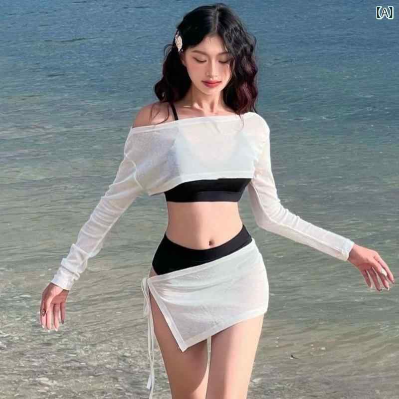 ・カテゴリ: 水着・性別: 女性用・対象年齢: 成人・デザイン: 無地、セクシー・仕様: 胸パッドあり、ワイヤーなし・素材: ナイロン82%、ポリエステル95%・重量: 約260g・対応シーン: 水泳、マリンスポーツ・カラー展開: 画像通り・サイズ展開: M、L、XL・袖丈: 長袖・スタイル: ビキニ（三角パンツ）