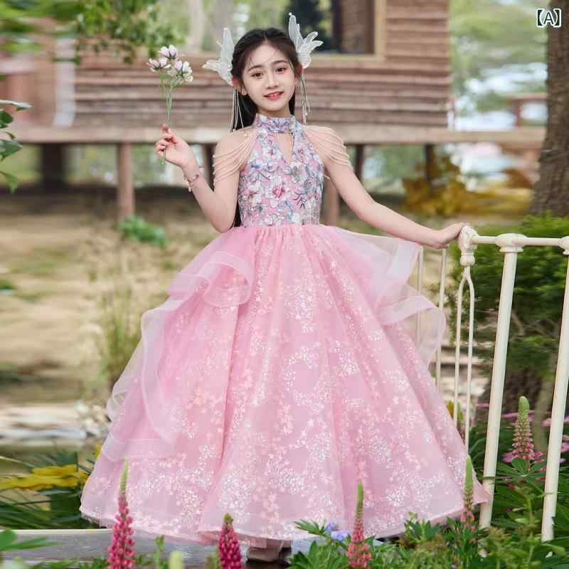 Rakuten - 女の子 ドレス 女児 礼服 ピンク かわいい プリンセス スカート 子供 演奏会 発表会 パーティー ドレス 演出 衣装 春秋 化繊混紡 ポリエステル プリーツ加工 コーティング 柔らかい 軽量 通学 普段使い 3〜8歳 中小児 100〜160cm