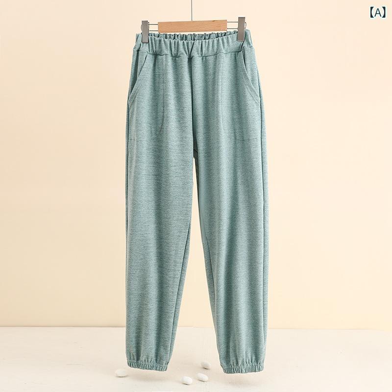 樂天商城 - スウェットパンツ メンズ 大きいサイズ ルームウェア 秋冬 厚手 保暖 九分丈 ポリエステル 軽量 伸縮性 快適 普段使い 運動 睡眠 居家 外履き可 浅緑 麻グレー 中藍 黒グレー シンプル カジュアル ゆったりシルエット