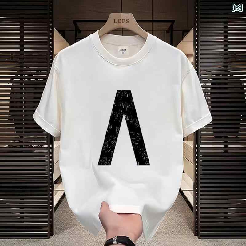 メンズ Tシャツ 短袖 トップス 男性用 夏 春夏 綿 精梳棉 接触冷感 吸湿速乾 透気性 耐摩耗 ゆったり ルーズ ワイド 丸首 セットインスリーブ 無地 幾何学柄 プリント 黒 白 ワインレッド ブラウン 普段使い デイリー カジュアル narukimar-10539508 naruki サンプル画像2