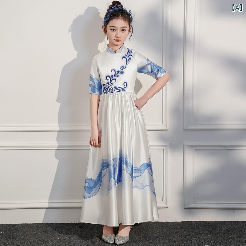 女児用 礼服 演出服 演奏服 古筝 民楽 ダンス 合唱 英倫風 女の子 子供 中小童 ポ...