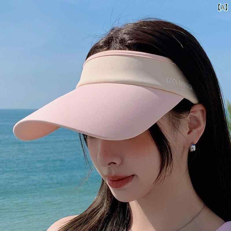 绅士帽 - 空頂帽子 メンズ レディース UVカット 防晒 遮陽 宽檐 夏 春夏 秋冬 通年 接触冷感 透気 防風 屋外 運動 ランニング 散策 調整可能 52-58cm ピンク系 卡其色 ブラック グレー オレンジ 腈纶 軽量 清新 かわいい 韓流 カジュアル