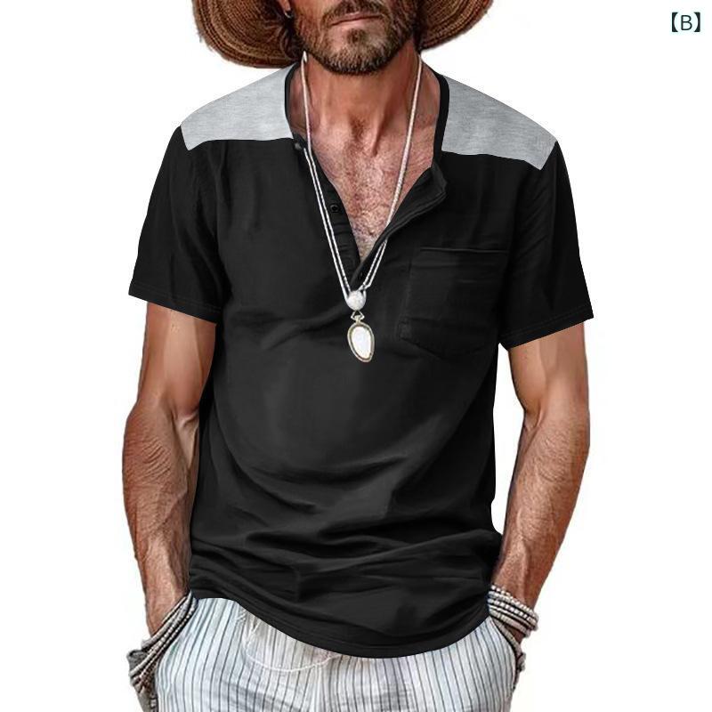 narukiのTシャツ メンズ 短袖 Vネック 切り替え 薄手 合体型 ポリエステル 透気性 夏季 無地 セットインスリーブ 運動休闲 普段使い 青年向け ホワイト ブラック グレー アーミーグリーン ネイビー｜アングル2