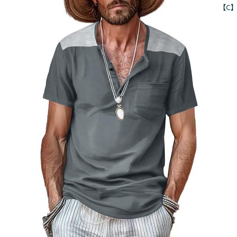 narukiのTシャツ メンズ 短袖 Vネック 切り替え 薄手 合体型 ポリエステル 透気性 夏季 無地 セットインスリーブ 運動休闲 普段使い 青年向け ホワイト ブラック グレー アーミーグリーン ネイビー｜アングル3