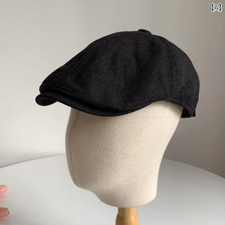・カテゴリ: キャップ・帽子のトップ形状: フラットトップ・つばの形状: ショート・カラー展開: ブラック、ベージュ、カーキ、ライトグレー・サイズ展開: M (56-58cm)・機能: 通気性、日差し対策・スタイル: カジュアル、シンプル、万能、通勤・主な素材: 綿麻・麻混紡率: 51～60%