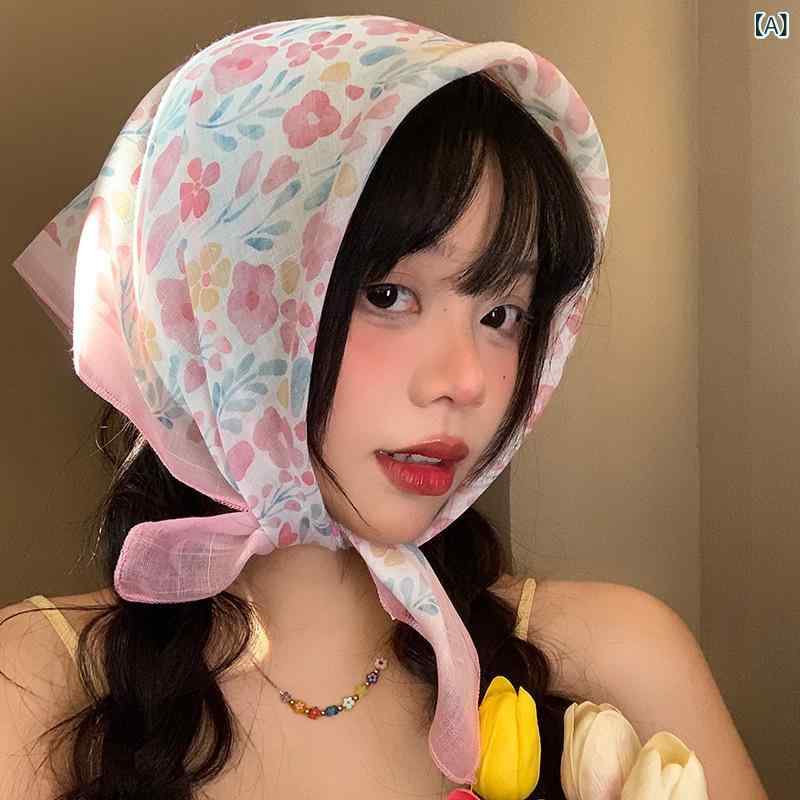 ・カテゴリ: スカーフ・スタイル: フェミニン、可愛い、スイート、田園風、ナチュラル、森ガール系・主な素材: 綿 61～70%・織り方: ツイル・柄: プリント・: 植物、花柄、百合、バラ、椿・カラー展開: 多彩、オフホワイト小花、赤縁花柄、彩り豊かな花柄、青ピンク小花、爽やか小花、紫縁花柄、青縁デイジー、ピンク蝶結び、青蝶結び、カラフル蝶結び、ベージュ蝶結び・サイズ: 58cm x 58cm