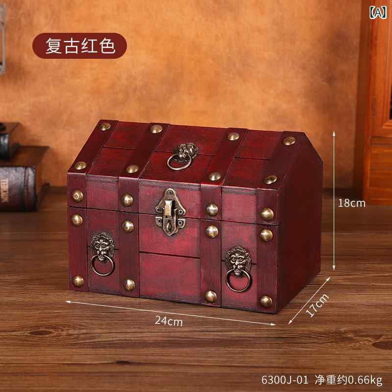 収納 木製 ボックス 家型 デザイン 鍵付き 暗証番号ロック 防塵 木箱 宝石 収納 証...