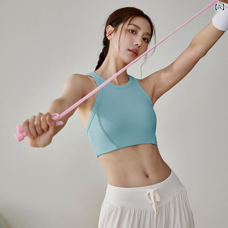 樂天商城 - スポーツブラ レディース 防震 ランニング 夏用 修身 透気 外穿 美背 ヨガトップス ピラティス フィットネス ノンワイヤー 薄カップ ナイロン ストレッチ 背心 ブルー ピンク ベージュ ブラウン ブラック グレー 通勤 ジム 日常使い
