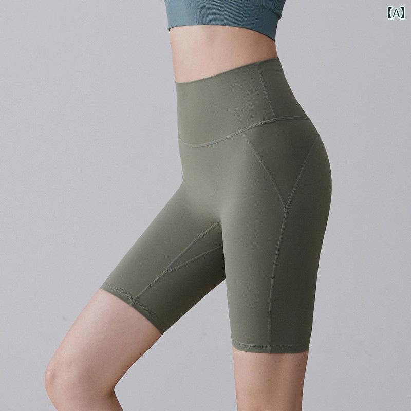 Tops - レディース ハイウエスト ヒップアップ ショートパンツ ヨガパンツ ピタフィット 女性用 短パン 運動 ランニング ピラティス トレーニング フィットネスウェア 透気性 ナイロン スパンデックス 切り替え グレー系 ブラック ネイビー グリーン系 ピンク