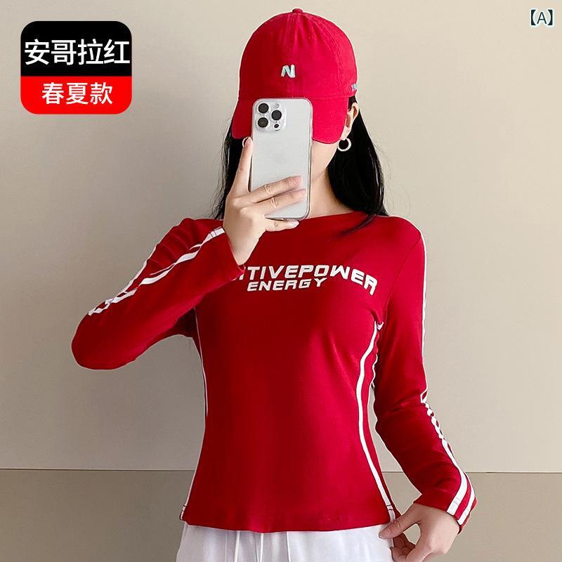 Tops - 春夏 女性用 ダンスウェア トップス 長袖 綿 吸湿速乾 伸縮性 安哥拉レッド ブラック ホワイト ゆったりシルエット 運動 フィットネス 休闲 广场舞 曳步舞 切り替えデザイン 軽量 部屋着 通勤 普段使い