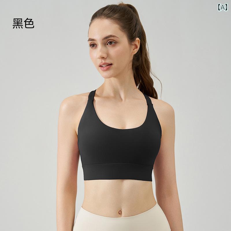 Tops - レディース スポーツブラ ヨガ 背心 無袖 露背 水滴 クロス バック 夏季 接触冷感 超強伸縮 減震 ホック ブラトップ フィットネス ランニング タイトフィット ブラック グリーン ピンク グレー 秋冬 通年