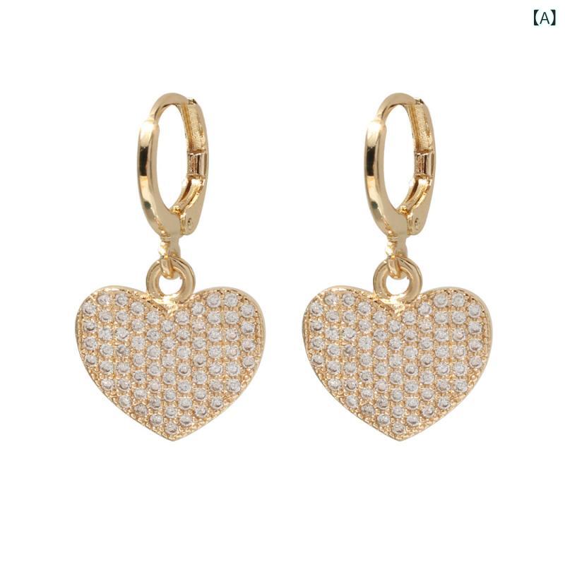乐天商城 - イヤリング メンズ レディース ハート 葉っぱ モチーフ 金属 シンプル かわいい アクセサリー 春夏 ホワイト パープル グリーン ブラック 普段使い 軽量 ファッション トレンド