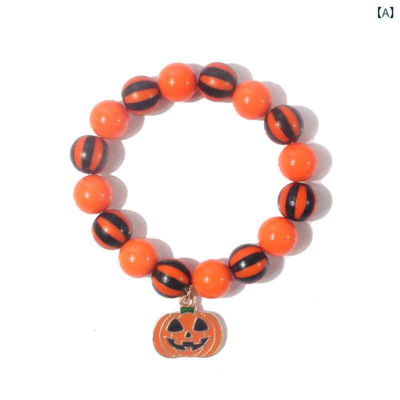 キッズ ハロウィン ブレスレット シンプル チェーン 手飾り アクセサリー プラスチック 子供用 女の子 幾何学 丸型 個性派 冷淡風 夏 かわいい ファッション ジュエリー