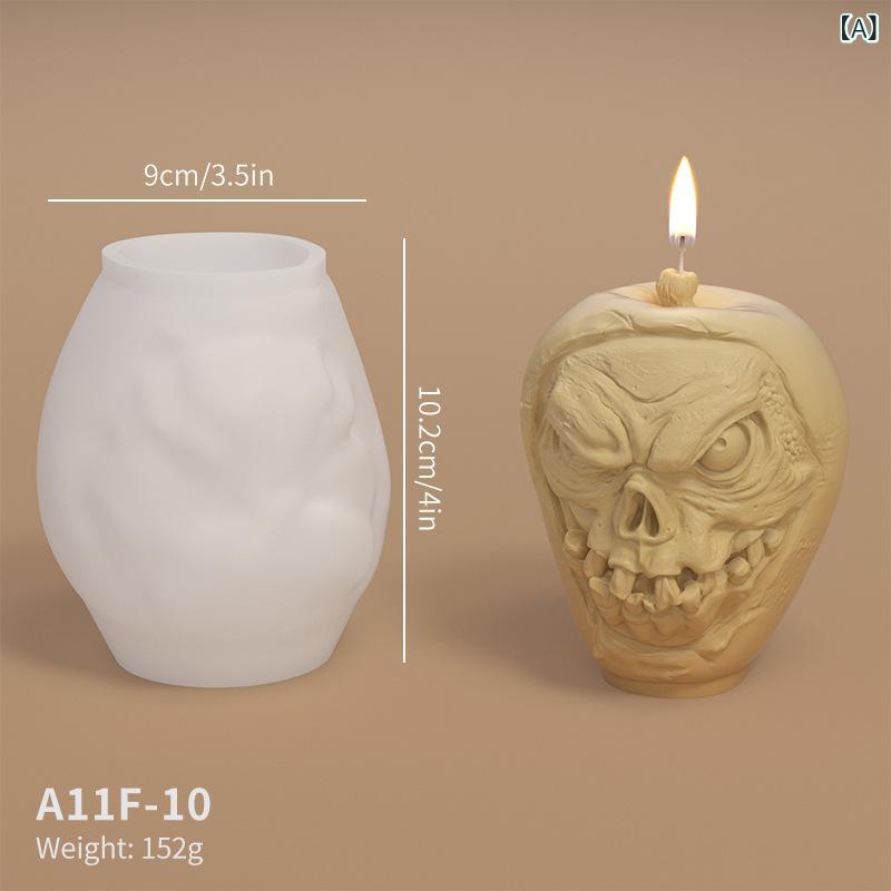 ハロウィン 怪物 シリコン 樹脂粘土 樹脂クラフト モールド セット かわいい 不規則形状 白色 手作り 滴膠 香薫蜡烛 キャンドル 製作 道具 現代 シンプル