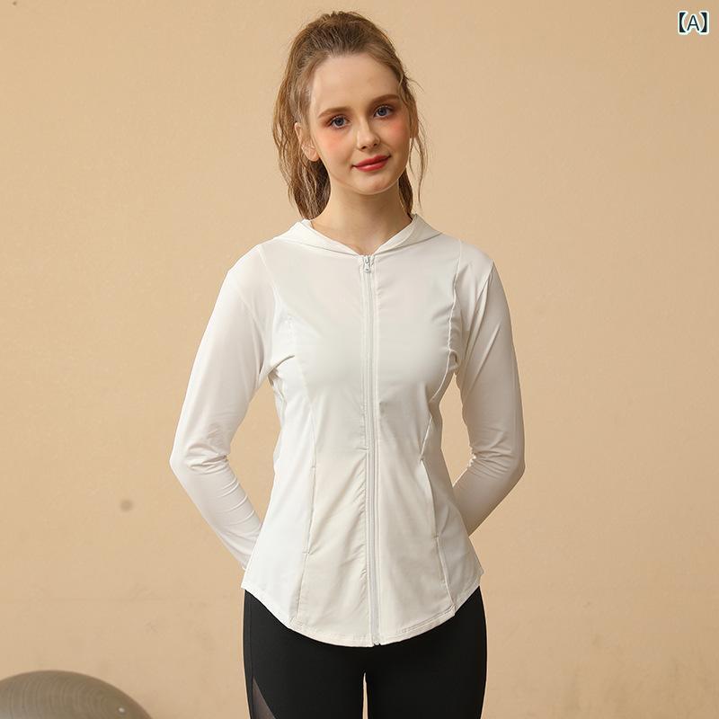 Ladies Wear - 防晒 服 レディース 夏 連帽 接触冷感 ジャケット 透気 速乾 紫外線 対策 屋外 風衣 キャンプ 釣り 旅行 ハイキング サイクリング 梨花白 オリーブグリーン ブラック グレー ピンク 綿 ナイロン 軽量 長袖 純色 ビッグサイズ