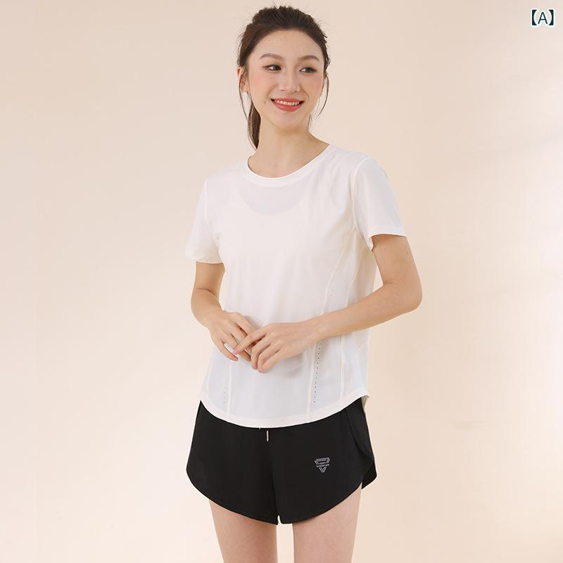 ・カテゴリ: Tシャツ・スタイル: スポーツ、レジャー、ストレッチ・主な素材: ポリエステル・ネックライン: クルーネック・袖丈: 半袖・機能: 速乾、通気性・適応スポーツ: ランニング、スポーツレジャー、フィットネス、サイクリング・カラー展開: ホワイト、ブラック、ローズ、天ブルー、ライトパープル・サイズ展開: S、M、L、XL、2XL、3XL・適用年齢: 成人・適用性別: 女性