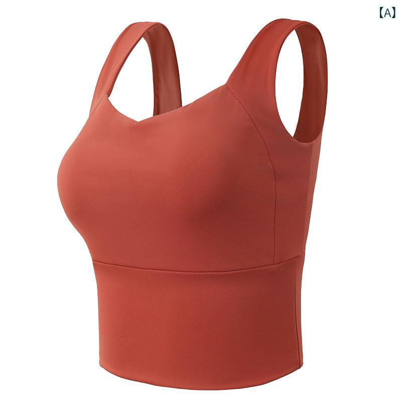 Tops - スポーツブラ レディース メンズ 背心式 防震 集約 ワイド肩紐 ランニング ヨガ 透気性 ニット ナイロン混紡 無ワイヤー 3/4カップ 中厚カップ 固定肩紐 通勤 日常使い アウトドア 夏 春夏 秋冬 冬 赤 ホワイト ブラック 軽量 伸縮性