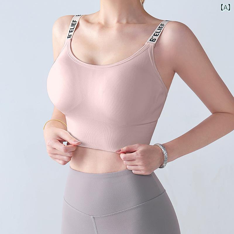 スポーツブラ レディース 副乳収納 衝撃吸収 フィット感 背心 アルファベット細ス...
