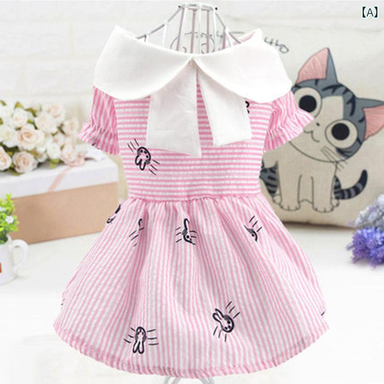 ペット服 犬用ワンピース プリンセス風 フリルスカート ドッグウェア 春夏 薄手 かわいい うさぎ柄 フリル リボン トイプードル チワワ ポメラニアン 犬の服 ピンク パープル