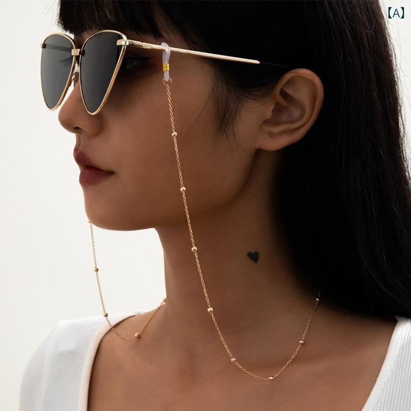 Red Coral - メンズ レディース メタル メガネチェーン チェーン メガネストラップ 防滑 耐久カラー ハンドメイド アクセサリー 合金 偽パール 装飾 ゴールド シルバー 楕円 ライン 幾何学 ファッション 通勤用 夏 軽量
