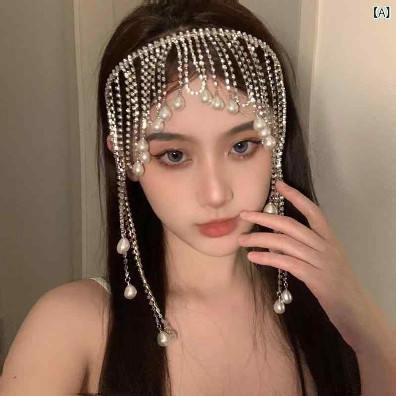 Other - ヘアアクセサリー 女性用 額飾り 頭箍 流蘇 ラインストーン 銀色 電気メッキ加工 幾何学デザイン 結婚式 誕生日 記念日 ギフト 通年使用 キラキラ 華やか 大人かわいい