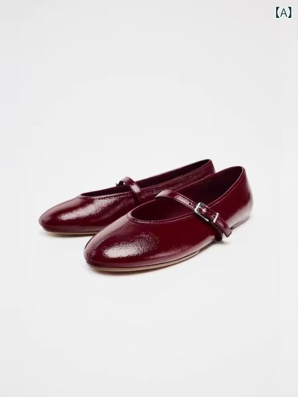 レディース ぽっちゃり 大きいサイズ メアリージェーン フラットシューズ 低め ロー カット スクエアトゥ バックストラップ ワンストラップ ストラップ シングルシューズ PU 革 合成皮革 低フォール 1-3cm フラットヒール ラバーソール 低筒 粘