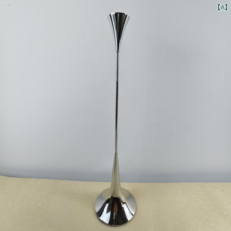 Candlesticks - キャンドルホルダー シルバー 金属 キャンドルスタンド 欧風 高級感 キャンドル台 インテリア雑貨 キャンドルライト 置き物 テーブルデコ ダイニング ホテル バー カウンター リビング 装飾品 電気メッキ加工