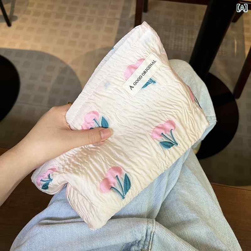 Rakuten - メイクポーチ 女性用 かわいい 桜柄 ピンク 帆布 ポリエステル 大容量 手持ち 洗える ポータブル 収納 化粧用品 スキンケア 普段使い 通勤 軽量 秋 かわいい小物入れ 化粧バッグ トートポーチ