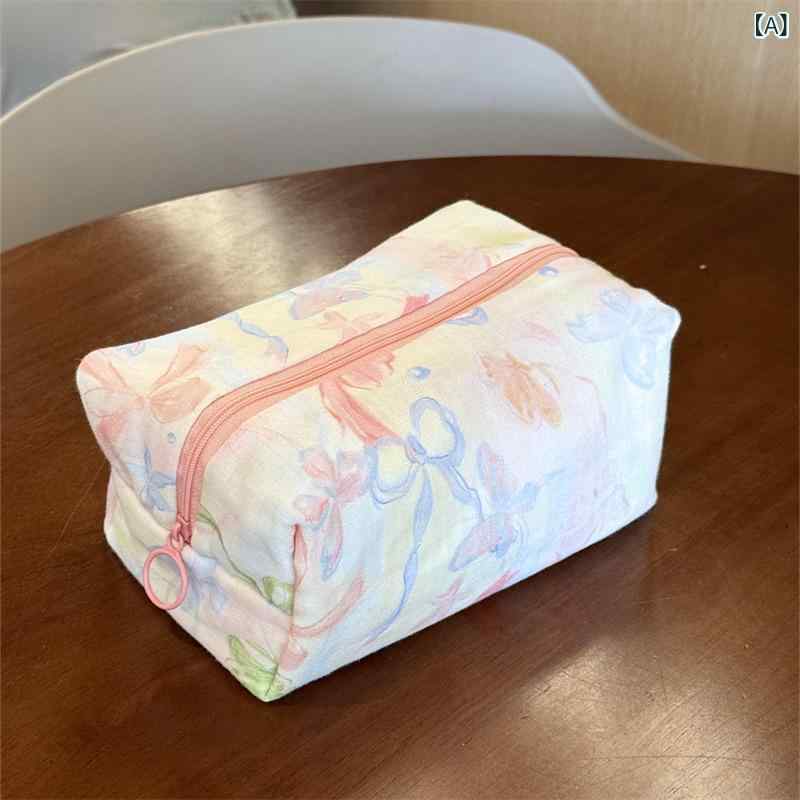 メイクポーチ レディース マカロンカラー 蝶結び柄 洗顔化粧品収納 大容量 かわい...