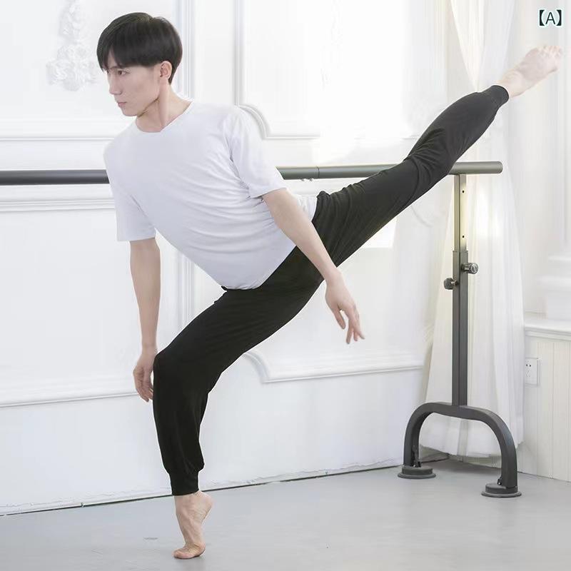 Sportswear - メンズ 現代舞 練習着 夏 トップス 短袖 長袖 モダール 丸首 ルーズフィット ダンスウェア ローラーパンツ ロングパンツ 純色 フィットネス 伸縮性 通年用 白 黒