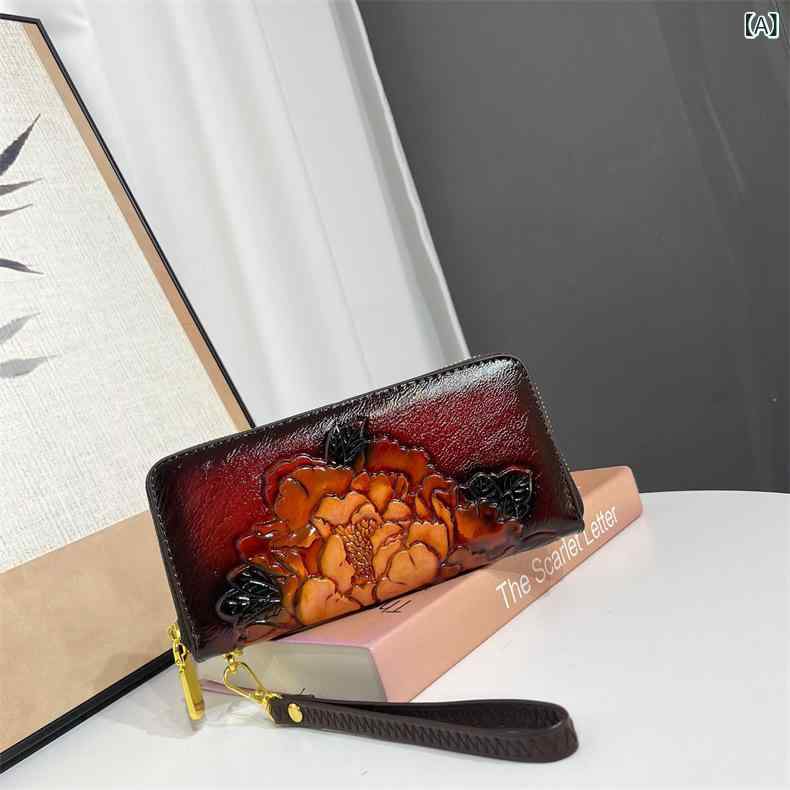 乐天商城 - レディース 財布 手提げ 鞄 小方形 横型 中古硬 民族風 中国風 復古 欧米風 カジュアル 秋冬 冬 日常使い 黄棕色 ブラック グリーン レッド 手工 耐摩耗 生地 ポリエステル 裏地 ステッチ 型押し ジッパー 開閉 暗袋 スマホポケット 仕切り