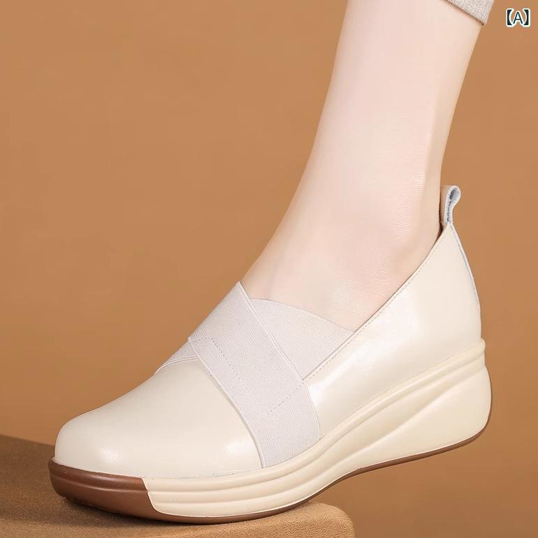 女性 ローファー メンズライク ミドルヒール 厚底 メンズ風 丸トゥ 防水台 チャンキーヒール リーガルシューズ 米色 ブラウン 合成皮革 低幫 インソール PU ラバーソール 耐摩耗 増高 日常使い 春夏秋 リアルタイム 在庫