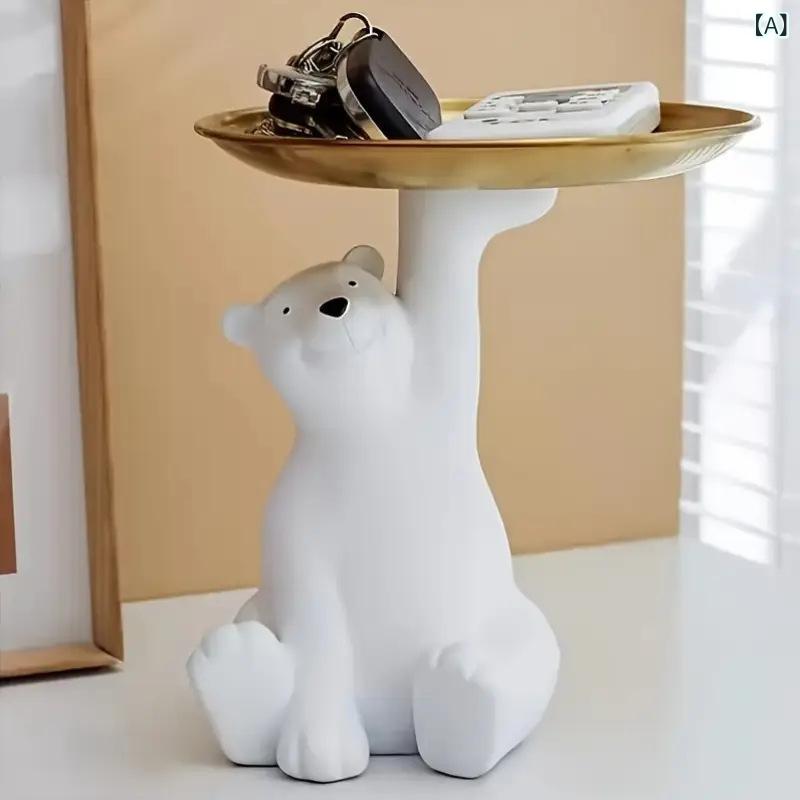 China Ornaments - 玄関 収納 トレイ 北極熊 置物 リビング インテリア 飾り 茶几 デスク 飾り 現代 シンプル 搪膠 半手工 かわいい コンパクト 普段使い 室内 飾り ギフト