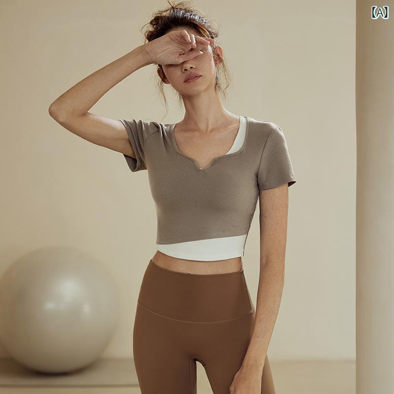 ヨガウェア レディース 短袖 タイトフィット Tシャツ トップス ピラティス ランニ...
