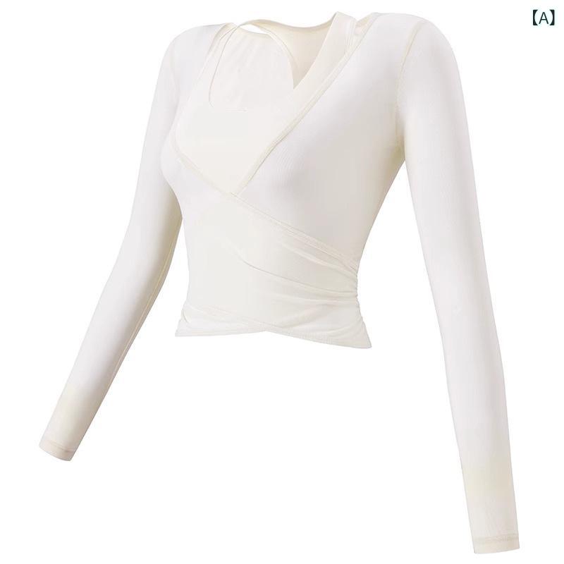 Ladies Wear - ヨガトップス レディース 高級感 長袖 トップス ブラ付き ツーピース セット 運動ウェア セットアップ フィットネスウェア ランニング ダンス フィットネス タイトフィット 及腰丈 ニット混紡 ミルクホワイト カーキ グリーン ブラック ピンク 秋冬