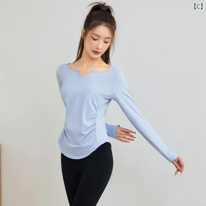 レディース 長袖 トップス ヨガウェア Vネック 速乾 伸縮性 接触冷感 ブラック ブ...