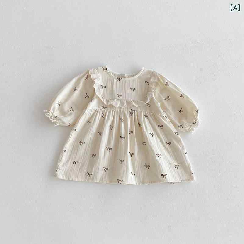女児 ワンピース キッズ 女の子 秋 秋冬 長袖 プリンセススカート 花柄 蝶結び 花...
