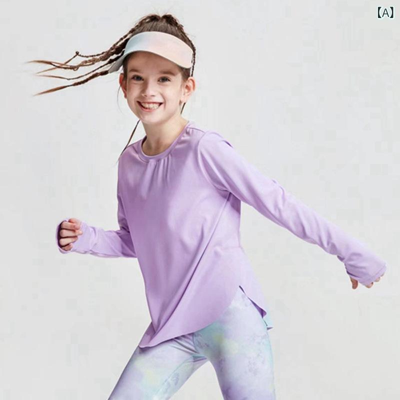 ・対象: 女の子・機能: 吸湿排汗・主な素材: 綿混紡・素材: ナイロン80%、スパンデックス25%・カラー展開: ラベンダー紫、ホワイト、ミントグリーン・サイズ展開: 110、120、130、140、150、160・袖丈: 長袖・着用方法: プルオーバー・着丈: ヒップ丈・シルエット: スタンダード・適用シーン: ランニング、ジムトレーニング、ヨガ、サイクリング、ダンス、球技、テニス